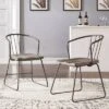 Set Of 2 Nowell Iron Dining Chairs Gray - Inspire Q