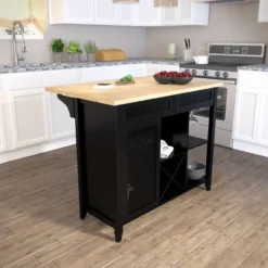 Ultom Expandable Freestanding Kitchen Island Black/Natural - Aiden Lane -Baxton Home Shop GUEST 00c0a333 7e3c 47af 8448 588a4a4011ce