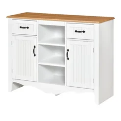 HOMCOM 42" Accent Sideboard, Serving Buffet Cabinet, Coffee Bar Cabinet With Storage Drawers And Adjustable Shelves For Living Room, Or Kitchen, White -Baxton Home Shop GUEST 010ceaa6 87f0 483c b67b 6df17cdc5498