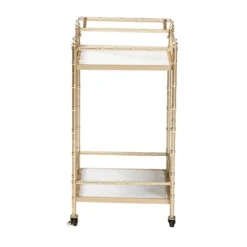Mela Metal And Marble 2 Tier Wine Cart Gold/White Marble - Baxton Studio -Baxton Home Shop GUEST 035f05db f17d 4fcd 8df7 c08523dba6c1
