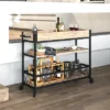 Flash Furniture Buckhead Distressed Light Oak Wood And Iron Kitchen Serving And Bar Cart With Wine Glass Holders -Baxton Home Shop GUEST 03a17c67 ab93 40d7 8651 69a089892a89 1