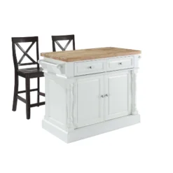 Oxford Kitchen Island With 2 Counter Height Barstools White - Crosley -Baxton Home Shop GUEST 04979cf1 9e3a 4381 8f36 304e4bc2bbc8