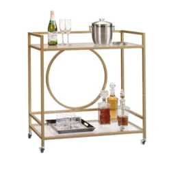 International Luxury Bar Cart Satin Gold/Clear Glass Finish - Sauder -Baxton Home Shop GUEST 04d11216 e671 4f7d 9b1d faff67514bdf