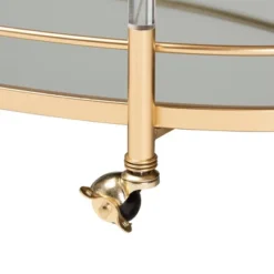 Nakano Metal And Glass 2 Tier Wine Cart Gold/Mirror - Baxton Studio -Baxton Home Shop GUEST 051ab4d4 cb23 48c1 90f1 fbeca90e0bd7