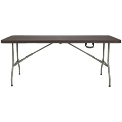 Flash Furniture 6-Foot Bi-Fold Brown Rattan Plastic Folding Table -Baxton Home Shop GUEST 052737fa fc05 49d8 9bc2 053fd7d6f6db