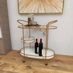 Contemporary Iron Bar Cart Gold - Olivia & May -Baxton Home Shop GUEST 05ffbc9e 29c5 4d40 82b2 d2a483fd1969