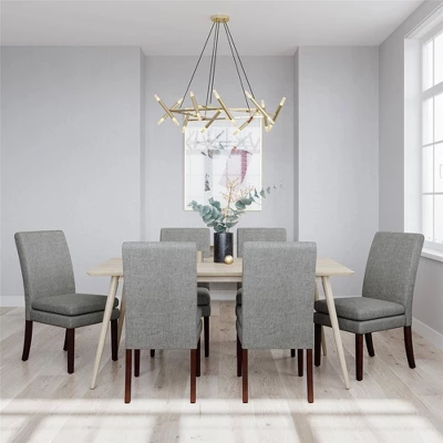 Set Of 2 Cale Upholstered Dining Chairs Gray Linen With Dark Base - Room & Joy 4 Set Of 2 Cale Upholstered Dining Chairs Gray Linen With Dark Base - Room & Joy - Image 2