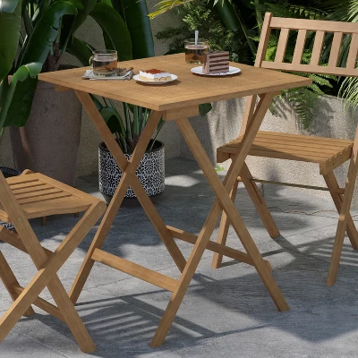 Flash Furniture Martindale Solid Acacia Wood 24 Inch Square Portable Folding Patio Table With Slatted Top And X Shaped Frame In Natural 3 Flash Furniture Martindale Solid Acacia Wood 24 Inch Square Portable Folding Patio Table With Slatted Top And X Shaped Frame In Natural