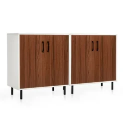 Costway Set Of 2 Sideboard Buffet Storage Cabinet Kitchen Cupboard With Adjustable Shelf -Baxton Home Shop GUEST 0674d156 eff1 4919 9c23 ce6f37f7dffc