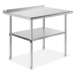 GRIDMANN Stainless Steel Tables With Backsplash And Undershelf, NSF Commercial Kitchen Work & Prep Tables For Restaurant And Home -Baxton Home Shop GUEST 0788dc02 602e 46e9 b770 d4fc52d6a922