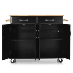 Costway 4-Door Rolling Kitchen Island Cart Buffet Cabinet W/ Towel Racks Drawers WhiteBlack -Baxton Home Shop GUEST 079a6493 47bf 4789 a2a1 d7cc1b6c34ca