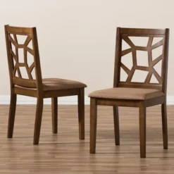 Set Of 2 Abilene Midcentury Fabric Upholstered And Walnut Finished Dining Chairs Brown - Baxton Studio -Baxton Home Shop GUEST 07bbf500 b465 4f9f 8a37 0432428411b0