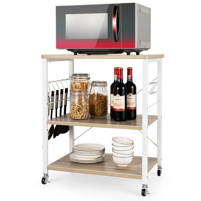 Costway 3-Tier Kitchen Baker's Rack Microwave Oven Storage Cart W/ Hook 13 Costway 3-Tier Kitchen Baker's Rack Microwave Oven Storage Cart W/ Hook - Image 11