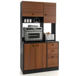 Costway 71'' Tall Kitchen Pantry Buffet Hutch Freestanding Storage Cabinet 4 Doors White/Walnut -Baxton Home Shop GUEST 08ca15cc c2ae 4a47 8020 4015ffeba2a4