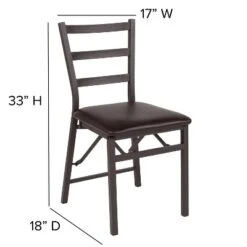 Flash Furniture 2 Pack HERCULES Series Brown Folding Ladder Back Metal Chair With Brown Vinyl Seat -Baxton Home Shop GUEST 08fb43a3 c35d 48e0 9725 32724734a214