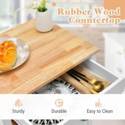 Tangkula Small Kitchen Island On Wheels Mobile Trolley Cart Barn Door Drawer Hooks -Baxton Home Shop GUEST 0a0797bb 6e51 4985 a691 3a99b765b4ba