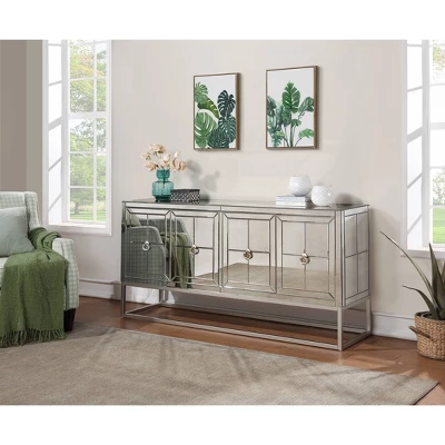 Adolphe Contemporary 4 Door Mirrored Storage Credenza/Sideboard Gold - Treasure Trove 4 Adolphe Contemporary 4 Door Mirrored Storage Credenza/Sideboard Gold - Treasure Trove - Image 2