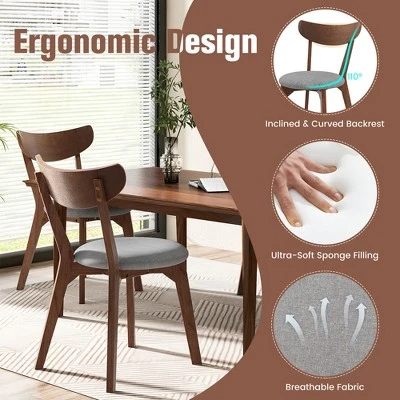 Set Of 2 Dining Chair Upholstered Curved Back Side Chair With Solid Wooden Legs 7 Set Of 2 Dining Chair Upholstered Curved Back Side Chair With Solid Wooden Legs - Image 5