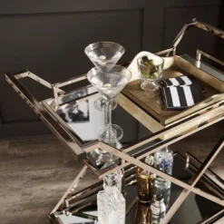 Rosanne Champagne Bar Cart Gold - Inspire Q -Baxton Home Shop GUEST 0a90c82f 952d 4cb3 8d58 bd2c3a8b3642