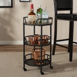 Bristol Rustic Industrial Style Metal And Wood Mobile Serving Cart - Brown - Baxton Studio -Baxton Home Shop GUEST 0aad27e4 5639 46cc 89fb cdbdc93c56f8