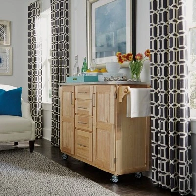 Breakfast Bar Kitchen Cart Natural With Stainless Steel Top - Home Styles 5 Breakfast Bar Kitchen Cart Natural With Stainless Steel Top - Home Styles - Image 3