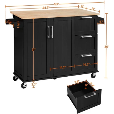 Yaheetech Rolling Kitchen Cart Kitchen Island With Storage Cabinet 4 Yaheetech Rolling Kitchen Cart Kitchen Island With Storage Cabinet - Image 2