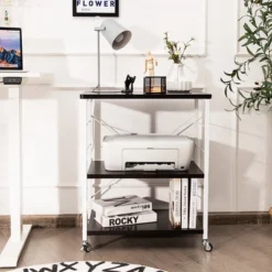 Costway 3-Tier Kitchen Baker's Rack Microwave Oven Storage Cart W/ Hook