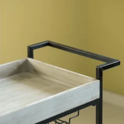 Vintiquewise Metal Wine Bar Serving Cart With Rolling Wheels, Wine Rack, And Glass Holder -Baxton Home Shop GUEST 0b778440 d033 4c9d a160 44c5fe4aaf37