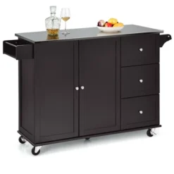 Costway Kitchen Island 2-Door Storage Cabinet Stainless Steel Top W/ Drawers -Baxton Home Shop GUEST 0badf718 e23a 446b 893b ec968a1a29f6