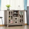 HOMCOM Sideboard Storage Cabinet, Kitchen Cupboard Buffet Server With Glass Doors, 2 Drawers & Adjustable Shelves For Living Room -Baxton Home Shop GUEST 0bae3176 6920 478f 8f9b d8bcd9af22fd