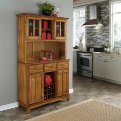 Buffet With 2 Door Hutch Wood/Oak - Home Styles