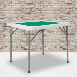 Flash Furniture 34.5" Square 4-Player Folding Card Game Table With Green Playing Surface And Cup Holders