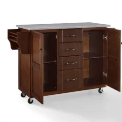Eleanor Stainless Steel Top Kitchen Cart Mahogany/Stainless Steel - Crosley -Baxton Home Shop GUEST 0f53915c f911 4f4e 83f6 1f557494cd1e