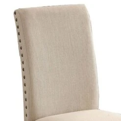 Set Of 2 Nailhead Trim Transitional Side Chairs Black/Cream - Benzara