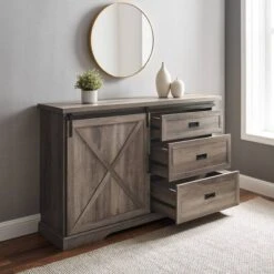 Orson Transitional Sliding X Barn Door Sideboard With 3 Drawers - Saracina Home -Baxton Home Shop GUEST 107ecdb0 0244 4ca6 9c11 ab3f02058508