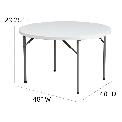 Flash Furniture 4-Foot Round Granite White Plastic Folding Table 4 Flash Furniture 4-Foot Round Granite White Plastic Folding Table - Image 2
