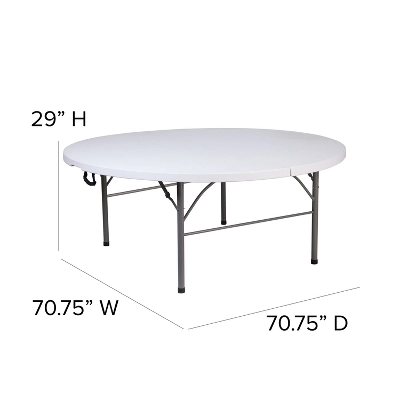 Flash Furniture 5.89-Foot Round Bi-Fold Granite White Plastic Banquet And Event Folding Table With Carrying Handle 4 Flash Furniture 5.89-Foot Round Bi-Fold Granite White Plastic Banquet And Event Folding Table With Carrying Handle - Image 2