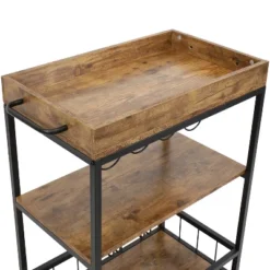 Sunnydaze Decor Sunnydaze 3 Tier Rustic Industrial Style Rolling Indoor Bar Cart With Wine Bottle And Stemware Rack -Baxton Home Shop GUEST 11ea08cc dd4c 4a00 bdb9 9e8a3ba3b627