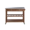 Sonoma Kitchen Cart With Stainless Steel Top Wire Brush Barnwood Brown - Boraam -Baxton Home Shop GUEST 1219330b 55f0 45db 9ff6 add80b7a67ab