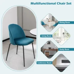 Tangkula Dining Chair Set Of 2 Upholstered Velvet Chair Set W/ Metal Base For Living Room -Baxton Home Shop GUEST 124f79b5 04d0 477d ae7e 4b5f1ecda709