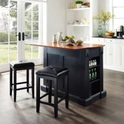 Coventry Drop Leaf Top Kitchen Island With Upholstered Square Stools Black - Crosley 14 Coventry Drop Leaf Top Kitchen Island With Upholstered Square Stools Black - Crosley -Baxton Home Shop GUEST 12a83cc4 ba9b 4922 b5eb afa90d86e273