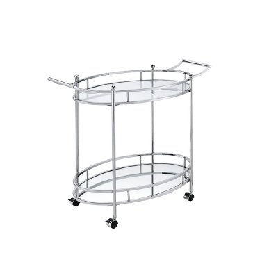 37" Jinx Clear Glass Serving Cart Chrome Finish - Acme Furniture 4 37" Jinx Clear Glass Serving Cart Chrome Finish - Acme Furniture - Image 2