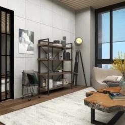 Industrial Metal Storage Cart Round Black CosmoLiving By Cosmopolitan -Baxton Home Shop GUEST 12ecc805 1c90 4028 926a 927f6a9bc380