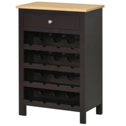 HOMCOM Modern Wine Rack, Storage Cabinet With 16-Bottle Wine Holder And Drawer For Living Room Or Home Bar, Dark Brown -Baxton Home Shop GUEST 13273b4a 35b8 4c19 84e7 aced4e90115c