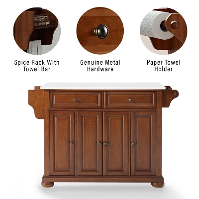 Alexandria Stone Top Full Size Kitchen Island/Cart Cherry/White - Crosley 7 Alexandria Stone Top Full Size Kitchen Island/Cart Cherry/White - Crosley - Image 5