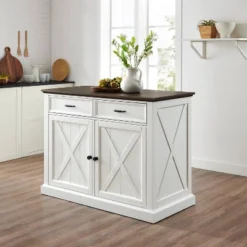 Clifton Kitchen Island Distressed White/Brown - Crosley
