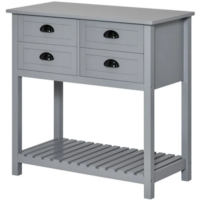 HOMCOM Sideboard Buffet Cabinet, Storage Serving Console Table With 4 Drawers And Slatted Bottom Shelf For Kitchen, Living Room 4 HOMCOM Sideboard Buffet Cabinet, Storage Serving Console Table With 4 Drawers And Slatted Bottom Shelf For Kitchen, Living Room - Image 3