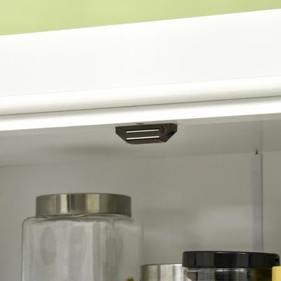 HOMCOM Freestanding Modern Farmhouse 4 Door Kitchen Pantry Cabinet, Storage Cabinet Organizer With 6-Tiers, 1 Drawer And 4 Adjustable Shelves, White 7 HOMCOM Freestanding Modern Farmhouse 4 Door Kitchen Pantry Cabinet, Storage Cabinet Organizer With 6-Tiers, 1 Drawer And 4 Adjustable Shelves, White - Image 5