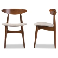 Set Of 2 Flora Mid-Century Modern Light Gray Fabric & Oak Medium Brown Finishing Wood Dining Chairs - Baxton Studio -Baxton Home Shop GUEST 15151f43 8689 4072 b2c4 9a61db7d6f9d