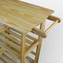 Folding Kitchen Cart With Two Shelves And One Handle Natural - Flora Home -Baxton Home Shop GUEST 1628b743 0d50 48f3 8b58 e417569cfc29